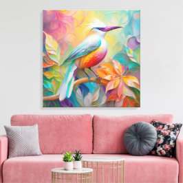 ピンクバードレッドブレストファンタジーバード キャンバスプリント