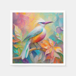 ピンクバードレッドブレストファンタジーバード スタンダードカクテルナプキン