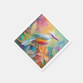 ピンクバードレッドブレストファンタジーバード スタンダードカクテルナプキン (角)