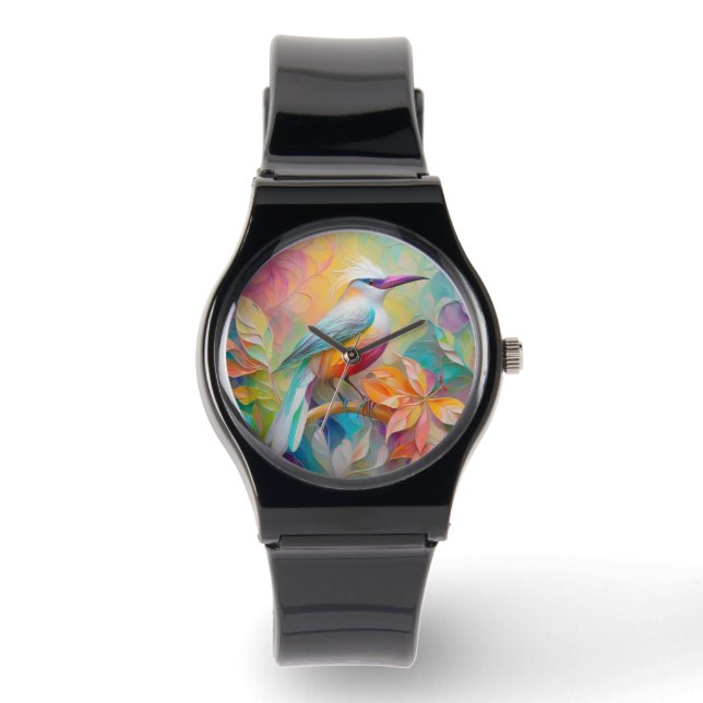 ピンクバードレッドブレストファンタジーバード 腕時計 (正面)