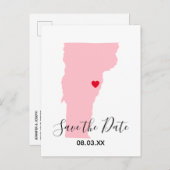 ピンクバーモント赤いハート日付の保存 案内ポストカード (正面/裏面)