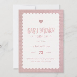 ピンクバーラップベビーシャワー招待状空白の – 反転 案内状