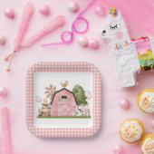 ピンクバーンアニマルパーティープレート ペーパープレート (パーティー)