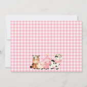 ピンクバーンオインクバアファモーームアニマルズフォト誕生日 招待状 (裏面)