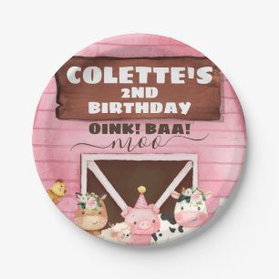 ピンクバーンオインクバアファモーームアニマルズ誕生日 ペーパープレート