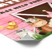 ピンクバーンオインクバアモーファームアニマルバースデーパーティー ポスター (角)