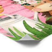 ピンクバーンオインクバファームモー誕生日ウェルカム ポスター (角)