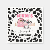 ピンクバーンカウズプリント2ndバースデーペーパーナプキン スタンダードカクテルナプキン (正面)