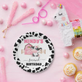 ピンクバーンカウプリント第2誕生日紙プレート ペーパープレート (パーティー)