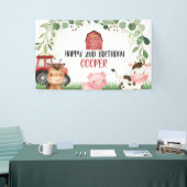 ピンクバーントラクターファームバースデーパーティーバナー 横断幕 (トレードショー)