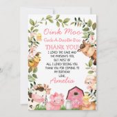 ピンクバーンファームフリージ誕生日サンキューカード 招待状 (正面)