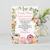 ピンクバーンファームフリージ誕生日サンキューカード 招待状 (スタンド正面)