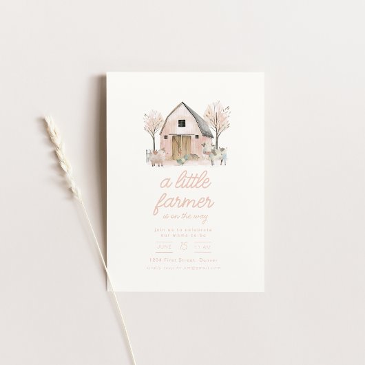 ピンクバーンファームベビーシャワー招待状 招待状