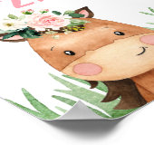 ピンクバーンフローラファームアニマルズ誕生日ウェルカムポー ポスター (角)