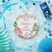 ピンクバーンフローラファームオインクバネイ誕生日 ペーパープレート (パーティー)