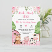 ピンクバーンフローラファームオインクバネイ誕生日 招待状 (スタンド正面)