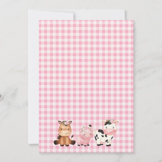 ピンクバーンフローラファームオインクバネイ誕生日 招待状 (裏面)