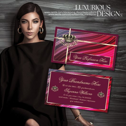 ピンクバー王室のガンディ金ゴールドクラウンラグジュアリーアンドノーブリー 名刺