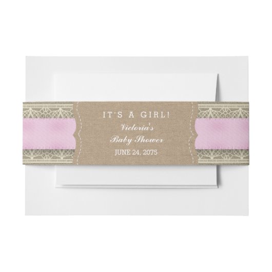 ピンクバ素朴ラップとレース 招待状ベリーバンド (正面例)