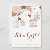 ピンクバ素朴ードケイズベビーシャワー招待状 招待状 (裏面)