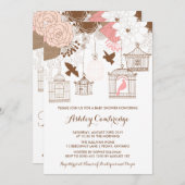 ピンクバ素朴ードケイズベビーシャワー招待状 招待状 (正面/裏面)