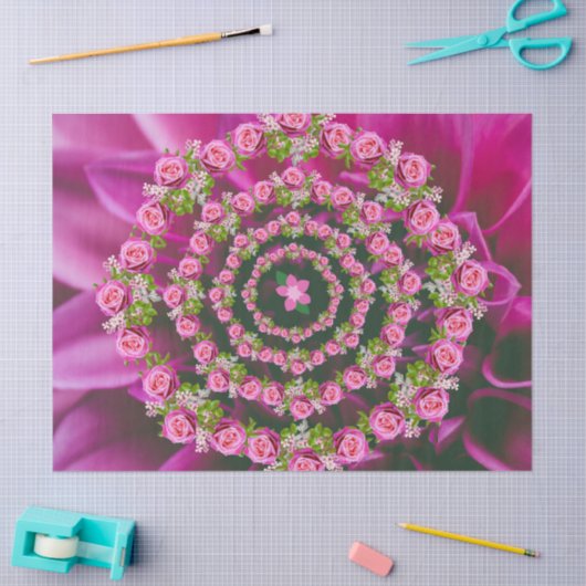 ピンクパかわいらしープルグリーンガーデンフラワーズクリスマス 薄葉紙 (クラフト)