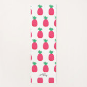 ピンクパイナップルパターンシックホワイト ヨガマット (正面)