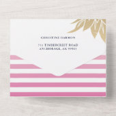 ピンクパイナップルフローラベビーシャワー&おむつラッフル オールインワン招待状 (裏面)