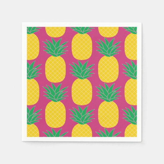 ピンクパイナップル熱帯産 スタンダードカクテルナプキン (正面)