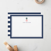 ピンクパイナップル |ひなパーソナライズされた形フラット ノートカード (正面/裏面インサイチュ)