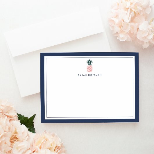 ピンクパイナップル |ひなパーソナライズされた形フラット ノートカード
