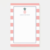 ピンクパイナップル ストライプの | パーソナライズされた ポストイット (正面)