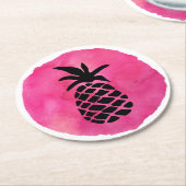 ピンクパイナップル ラウンドペーパーコースター (アングル)
