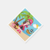 ピンクパイレーツガールバースデーパーティー スタンダードカクテルナプキン (角)