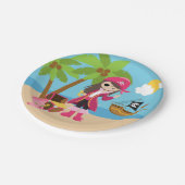 ピンクパイレーツガールバースデーパーティー ペーパープレート (アングル)