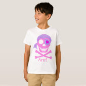 ピンクパイレーツスカルキッズシャツ Tシャツ (正面フル)