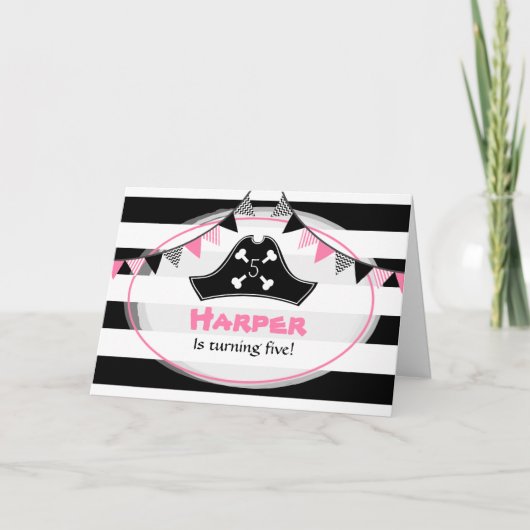 ピンクパイレーツバースデーパーティー 招待状 (正面)