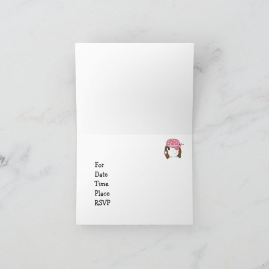 ピンクパイレーツパーティの招待状 招待状 (内部)