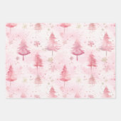 ピンクパインツリーズヴィンテージクリスマス ラッピングペーパーシート (正面2)