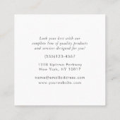 ピンクパウダーパフプロフェッショナルメイクアップアーティスト スクエア名刺 (裏面)