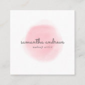 ピンクパウダーパフプロフェッショナルメイクアップアーティスト スクエア名刺 (正面)