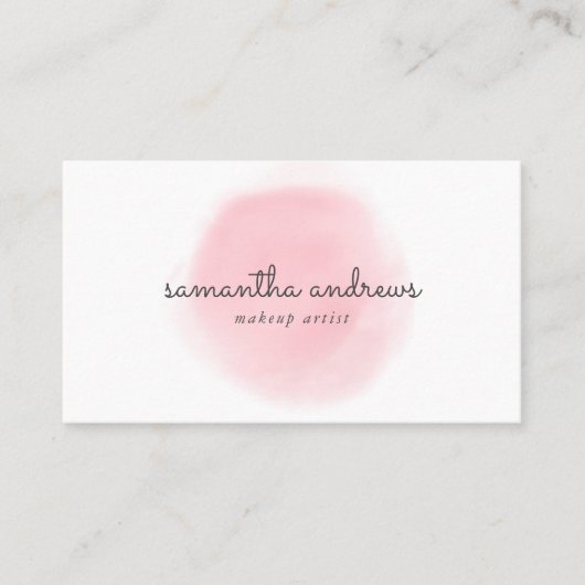 ピンクパウダーパフメイクアップアーティストアポイントメント 名刺 (正面)