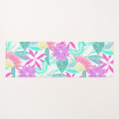 ピンクパガーリーープルティール（緑がかった色）水彩花葉 ヨガマット (正面(横))
