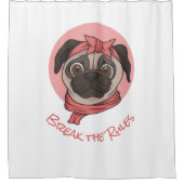 ピンクパグがルールを破る シャワーカーテン (正面)