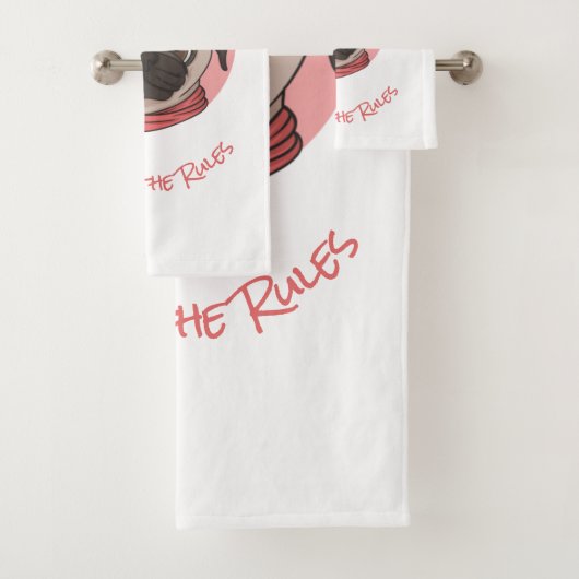 ピンクパグがルールを破る バスタオルセット (インサイチュ)