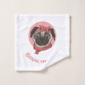 ピンクパグがルールを破る バスタオルセット (ウォッシュタオル)