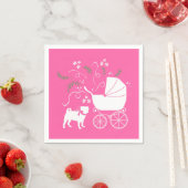 ピンクパグドッグテーマパーティーお祝い スタンダードカクテルナプキン (インサイチュ)