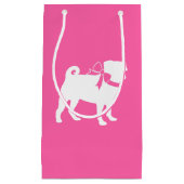 ピンクパグドッグテーマパーティーお祝い スモールペーパーバッグ (正面)