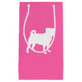 ピンクパグドッグテーマパーティーお祝い スモールペーパーバッグ (正面)