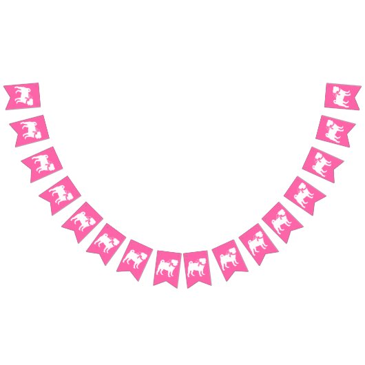 ピンクパグドッグテーマパーティーお祝い バンティングフラッグ (全)